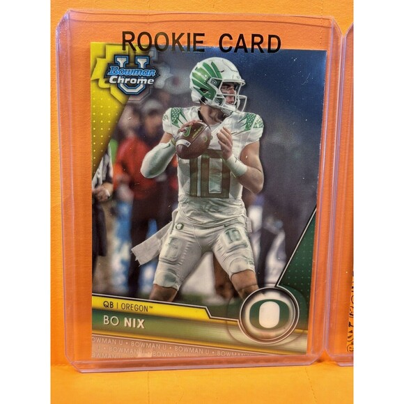 Bo Nix 3 Rookie Chrome Prospect 1st Card Lot Oregon Ducks Denver Broncos RC - Picture 2 of 5